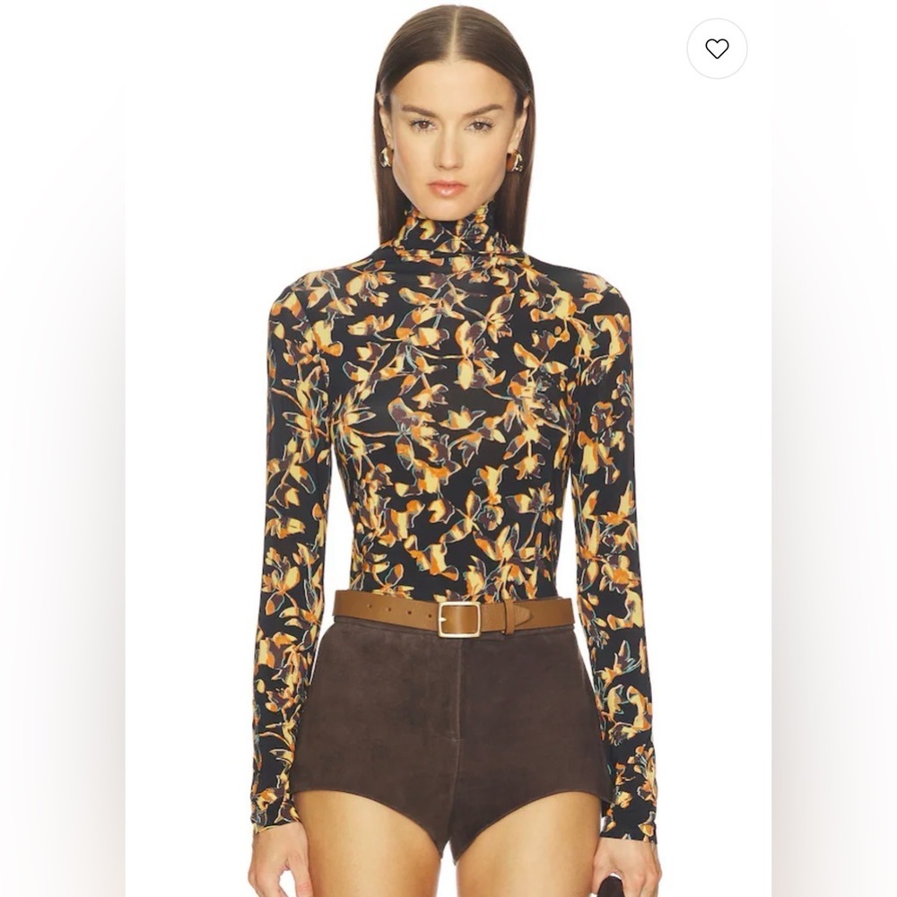 Ulla Johnson Aurelia Jersey Long Sleeve Turtleneck Top in Solaris Mesh S REVOLVE